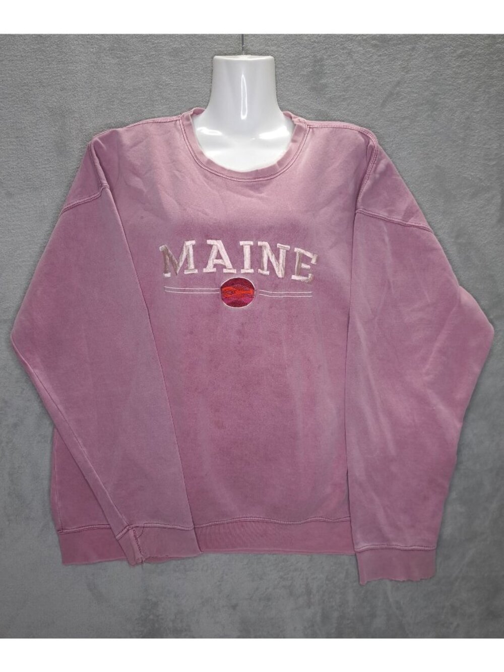 U.S. Vintage 2XL Sweatshirt Purple Pink Maine Embroidery Crew Neck Casual Design